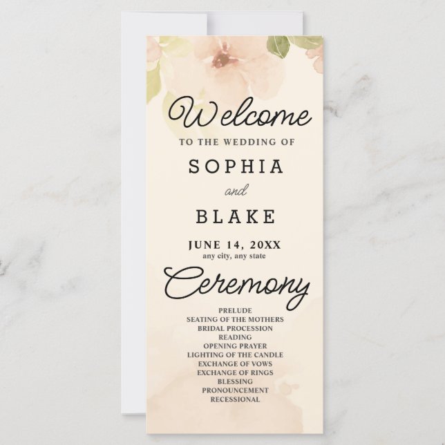 Yellow Flowers and Greenery Yellow Wedding Program (Front)