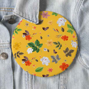 Yellow Flowers and White Roses 10 6 Cm Round Badge