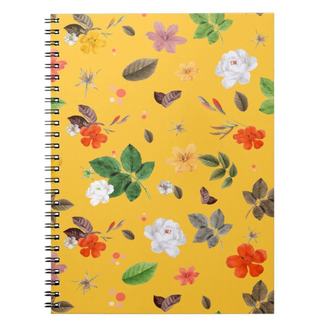 Yellow Flowers and White Roses 10 Notebook (Front)
