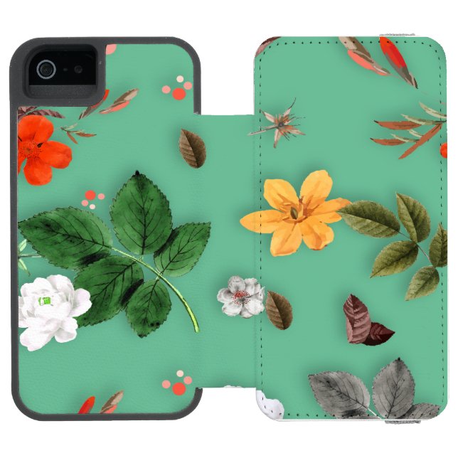 Yellow Flowers and White Roses 14 Incipio iPhone Wallet Case (Folio Open)