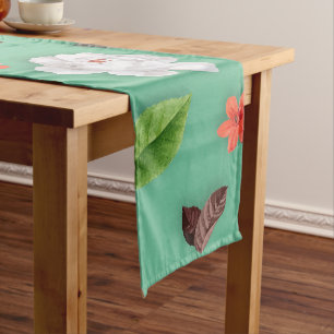 Yellow Flowers and White Roses 14 Short Table Runner