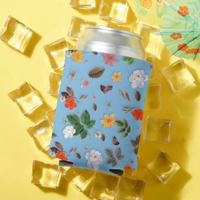 Yellow Flowers and White Roses 18 Can Cooler (In Situ Summer)