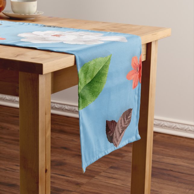 Yellow Flowers and White Roses 18 Short Table Runner (In Situ)