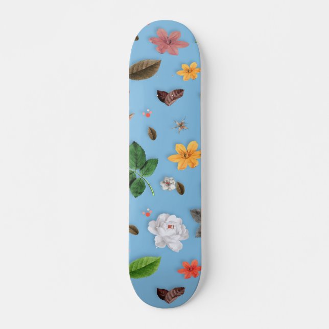 Yellow Flowers and White Roses 18 Skateboard (Front)