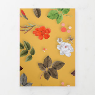 Yellow Flowers and White Roses 20 Tri-Fold Holiday Card