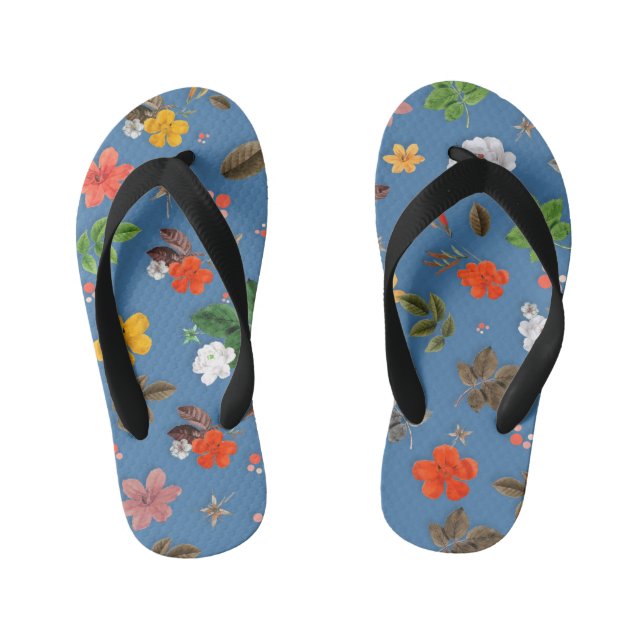 Yellow Flowers and White Roses 23 Kid's Jandals (Footbed)