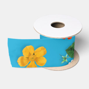 Yellow Flowers and White Roses 24 Satin Ribbon