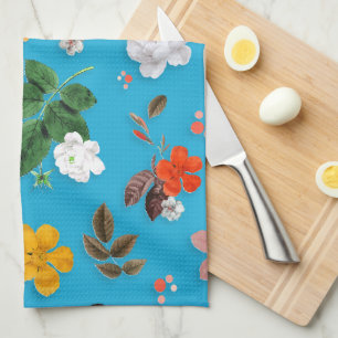Yellow Flowers and White Roses 24 Tea Towel