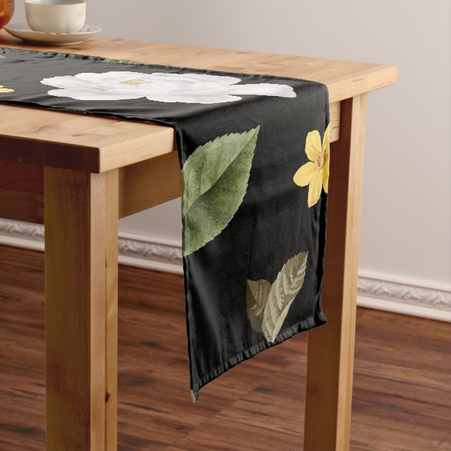 Yellow Flowers and White Roses 2 Short Table Runner (In Situ)