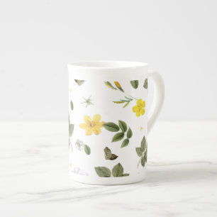 Yellow Flowers and White Roses 3 Bone China Mug