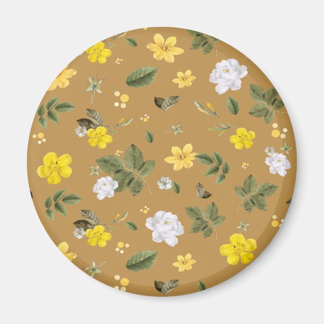 Yellow Flowers and White Roses 4 Magnet (Front)