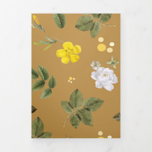 Yellow Flowers and White Roses 4 Tri-Fold Holiday Card