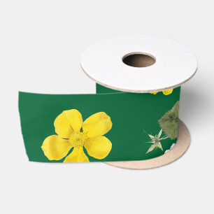 Yellow Flowers and White Roses 6 Satin Ribbon