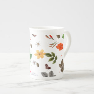 Yellow Flowers and White Roses 7 Bone China Mug