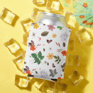 Yellow Flowers and White Roses 7 Can Cooler