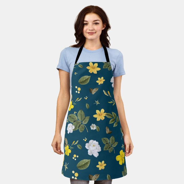 Yellow Flowers and White Roses Apron (Worn)