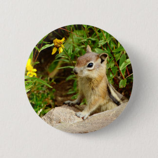 Yellow Flowers Chipmunk 6 Cm Round Badge