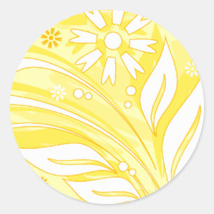 yellow flowers classic round sticker