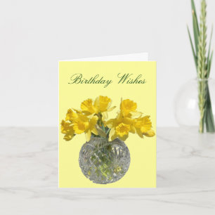 Yellow Flowers Daffodil Birthday Wishes Card