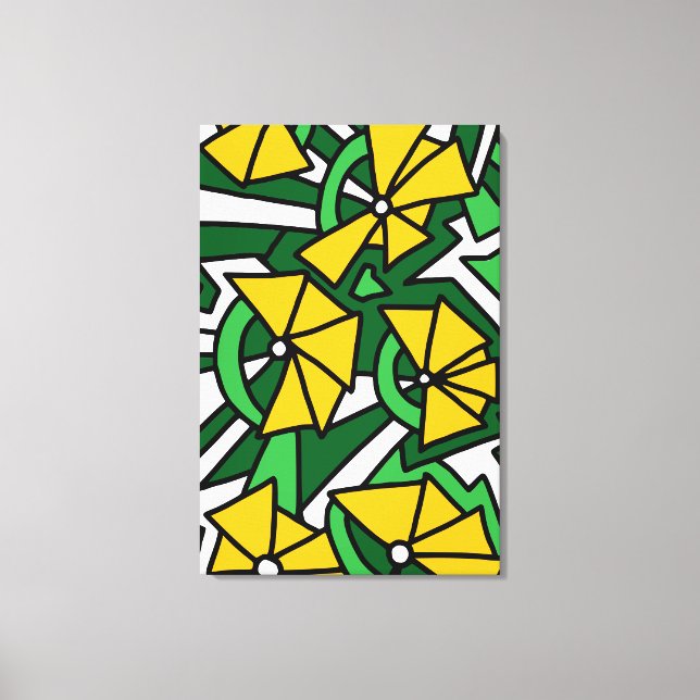 Yellow Flowers Doodle Art Canvas Print (Front)