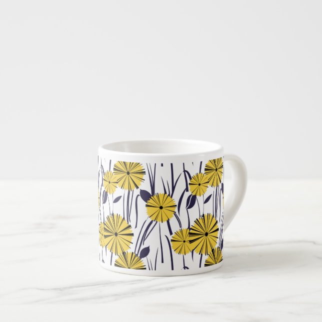 Yellow flowers espresso cup (Front Right)