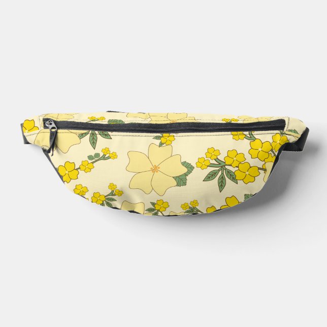 Yellow Flowers, Floral Pattern, Pattern Of Flowers Bum Bags (Lay Down)