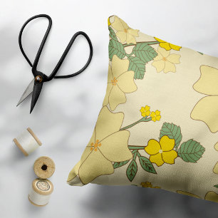 Yellow Flowers, Floral Pattern, Pattern Of Flowers Decorative Cushion
