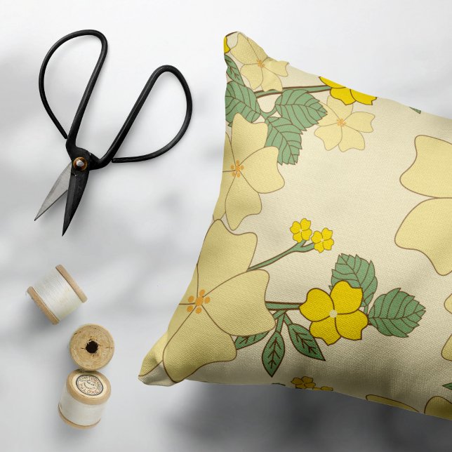 Yellow Flowers, Floral Pattern, Pattern Of Flowers Decorative Cushion (Creator Uploaded)