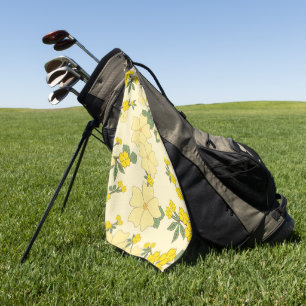 Yellow Flowers, Floral Pattern, Pattern Of Flowers Golf Towel