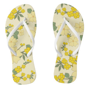Yellow Flowers, Floral Pattern, Pattern Of Flowers Jandals