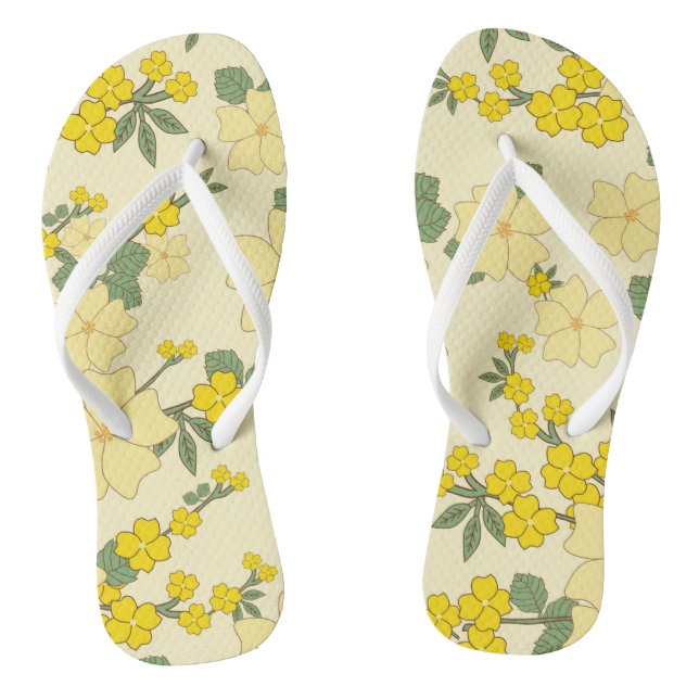 Yellow Flowers, Floral Pattern, Pattern Of Flowers Jandals (Footbed)