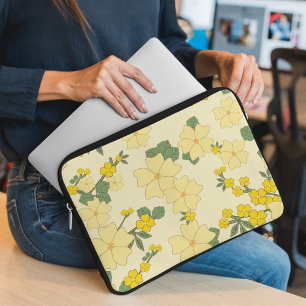 Yellow Flowers, Floral Pattern, Pattern Of Flowers Laptop Sleeve