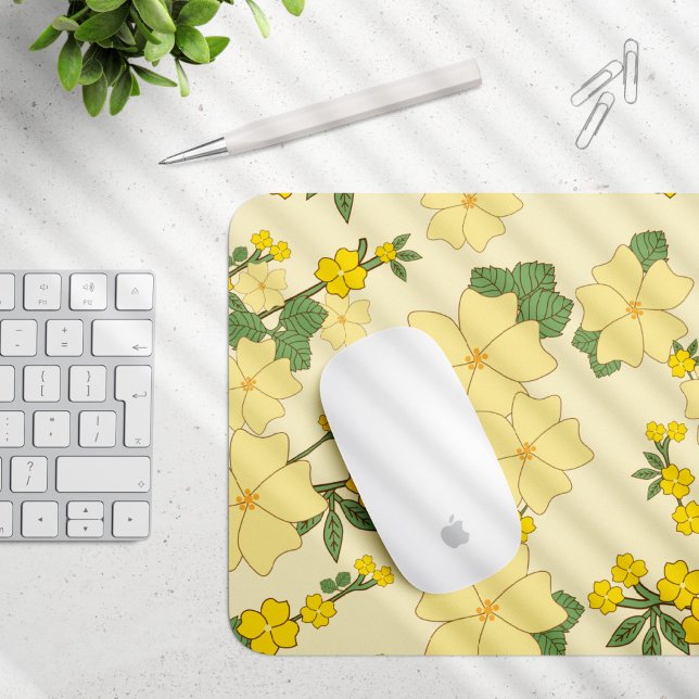 Yellow Flowers, Floral Pattern, Pattern Of Flowers Mouse Pad (Creator Uploaded)
