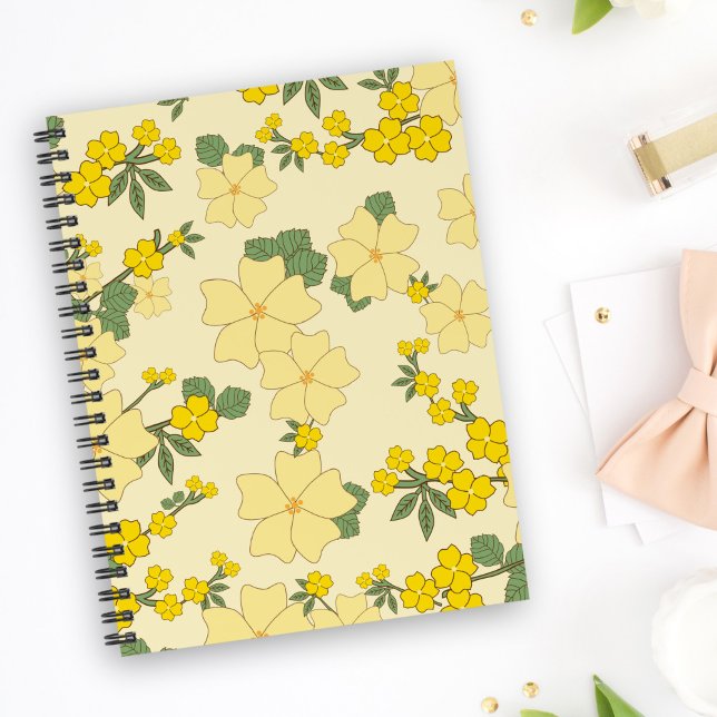 Yellow Flowers, Floral Pattern, Pattern Of Flowers Notebook (Creator Uploaded)