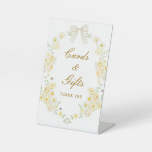 Yellow Flowers Frame Bow Cards & Gifts Pedestal Sign