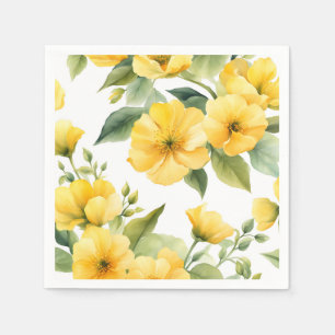 Yellow Flowers Garden Soft Watercolor Napkin