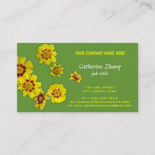 yellow flowers green business card