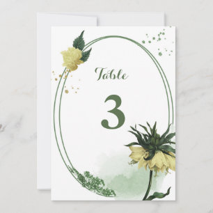yellow flowers greenery geometric table number