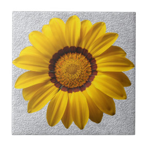 Yellow flowers, grey stone wall texture background tile
