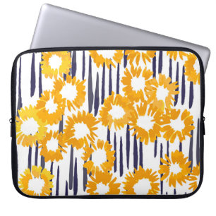 Yellow Flowers: Hand-Painted Vintage Laptop Sleeve