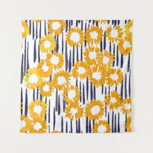 Yellow Flowers: Hand-Painted Vintage Tapestry