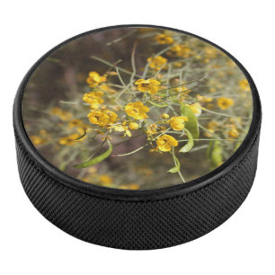 Yellow Flowers Hockey Puck