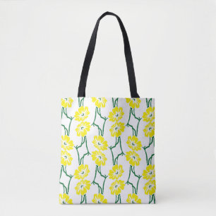 Yellow Flowers: Illustrated Seamless Pattern Tote Bag