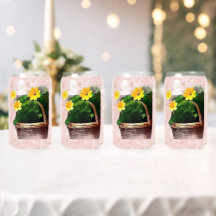 Yellow Flowers in Basket – Vintage Floral Sticker