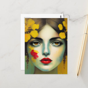 Yellow Flowers in Her Hair Postcard