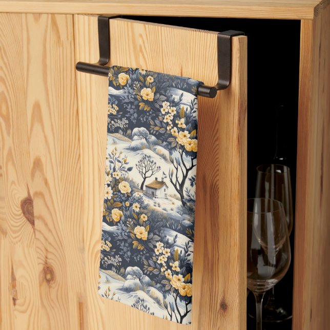 Yellow Flowers In The Valley Tea Towel (Thirds Fold)