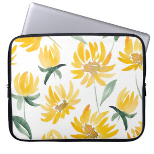 Yellow Flowers Leaf Summer Pattern Laptop Sleeve