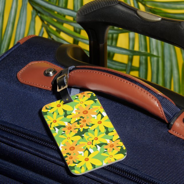 yellow flowers luggage tag (Front Insitu 1)