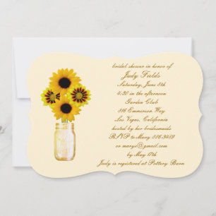 Yellow Flowers Mason Jar Bridal Shower Invitation