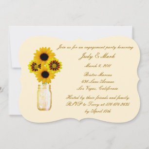 Yellow Flowers Mason Jar Engagement Party Invite